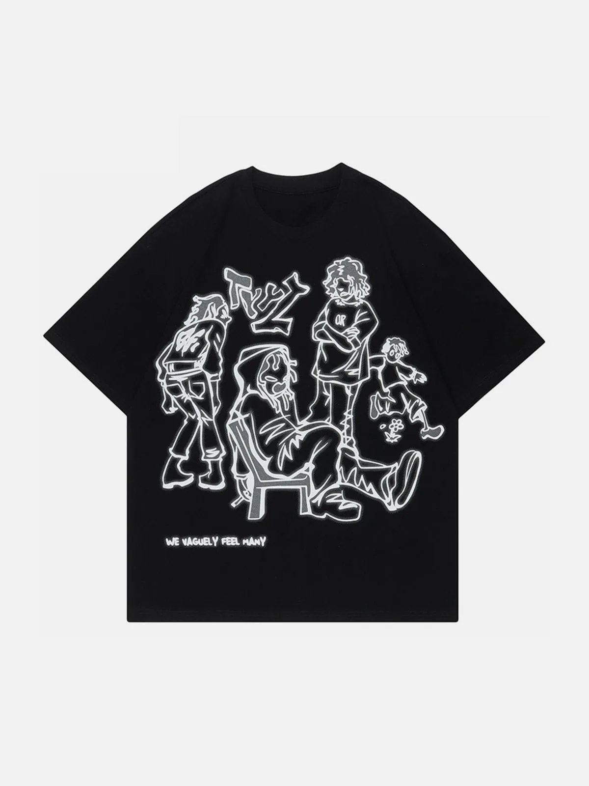 AlanBalen® - Cartoon Line Character Print Tee