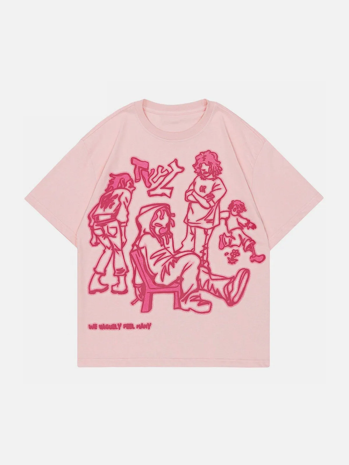 AlanBalen® - Cartoon Line Character Print Tee