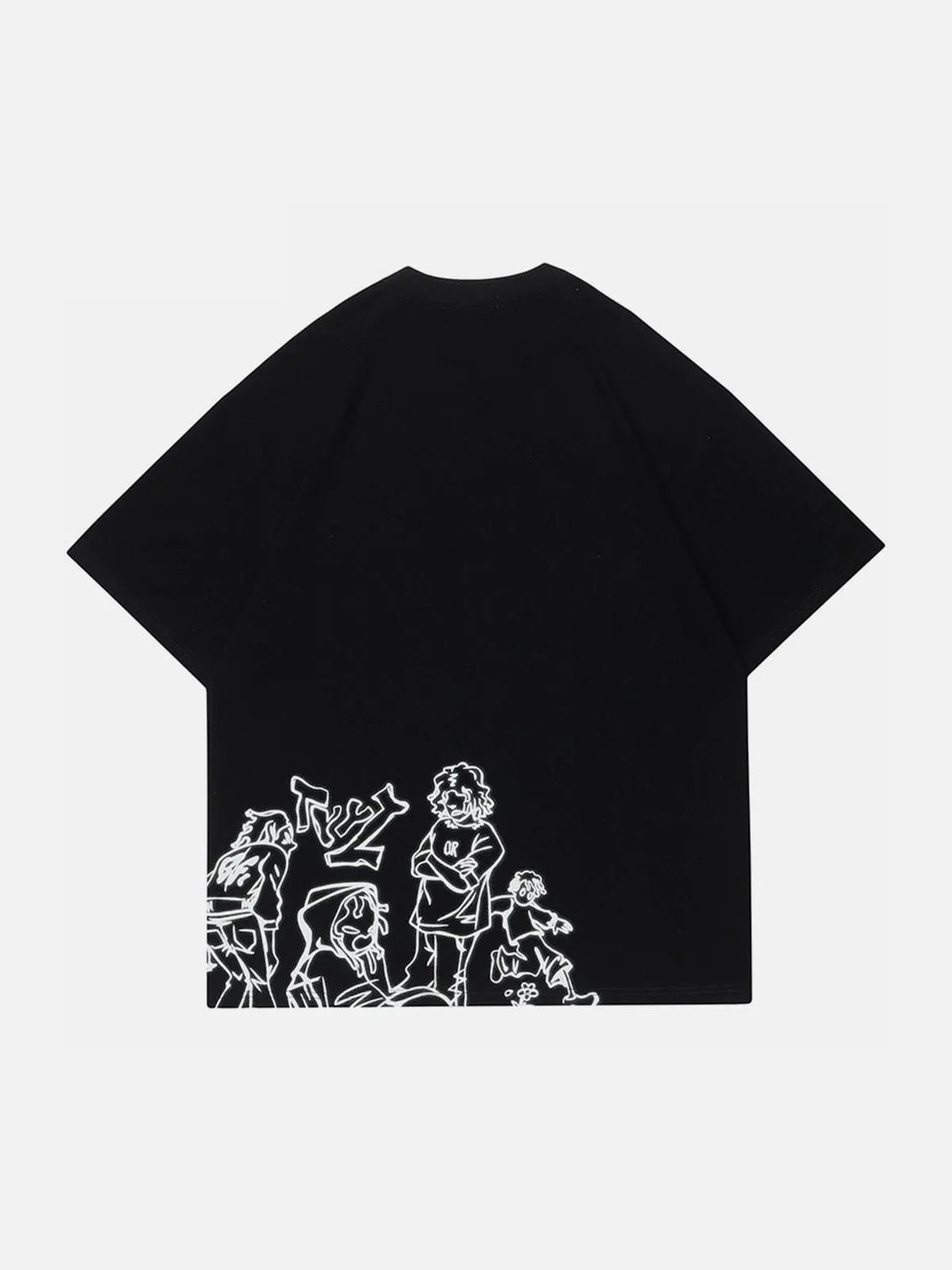 AlanBalen® - Cartoon Line Character Print Tee