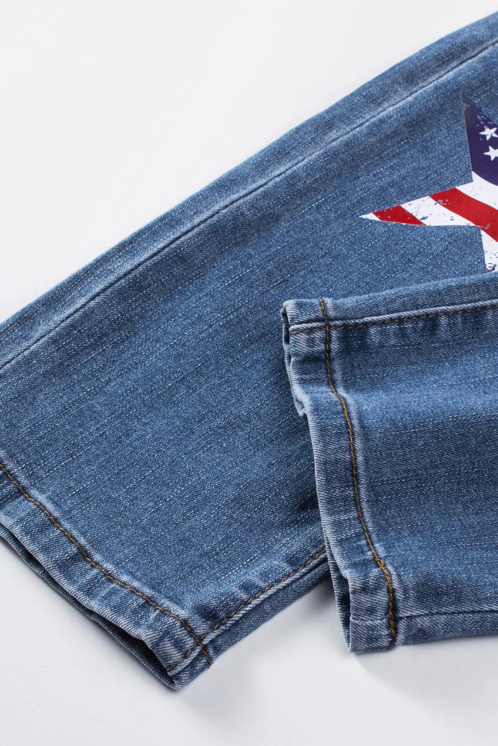 American Flag Patched Distressed Jeans