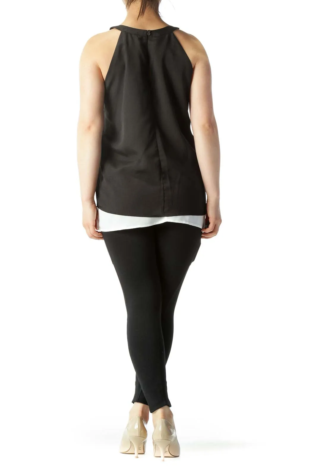 Black Cut-Out Tank with Metal Neck Bar