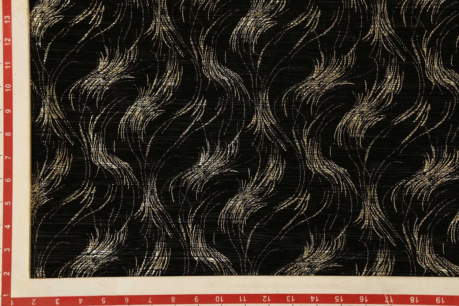 Black Foil Printed Pleated Fabric