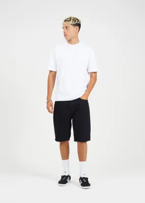 BLACK WASH REGULAR FIT TURN UP HEM DENIM SHORTS