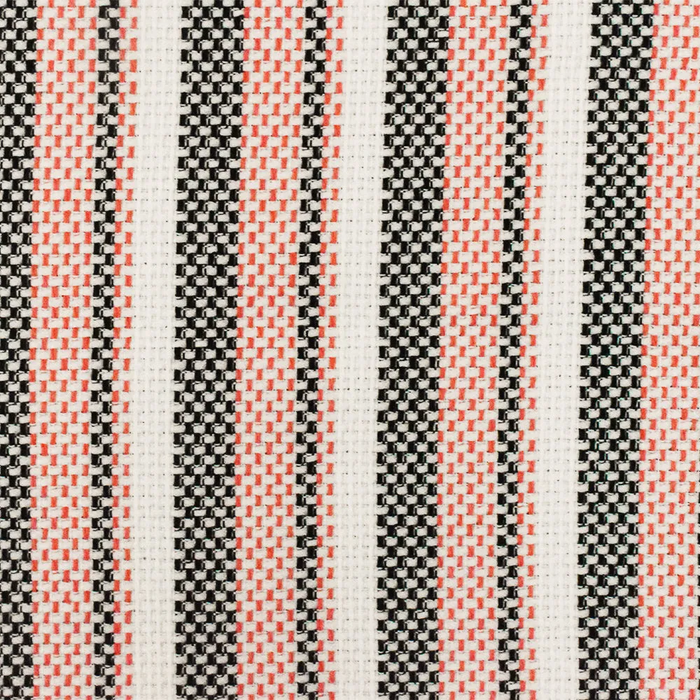 Bright Orange-Black-White Stripe Poly-Linen Dobby Woven Fabric