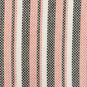 Bright Orange-Black-White Stripe Poly-Linen Dobby Woven Fabric