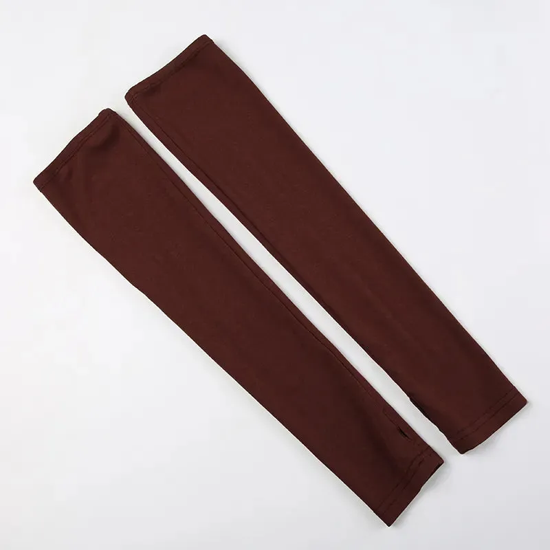 Brown Strap Leather Bandage With Sleeve Top