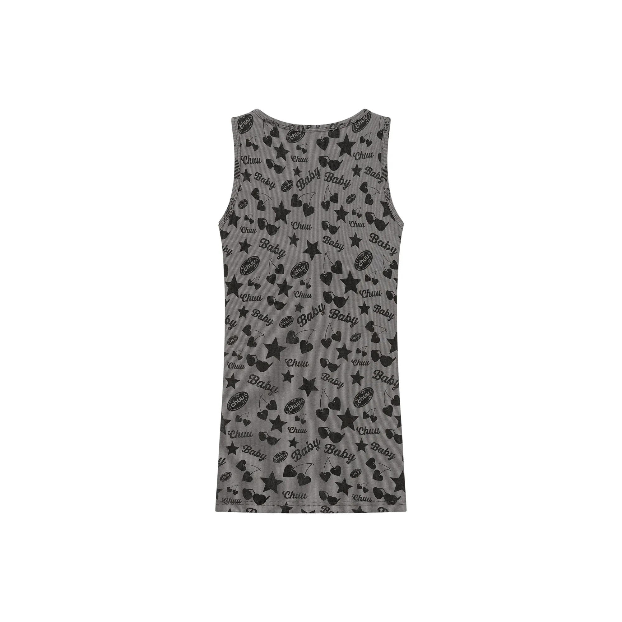 Cute Icons Button Shirring Sleeveless Top