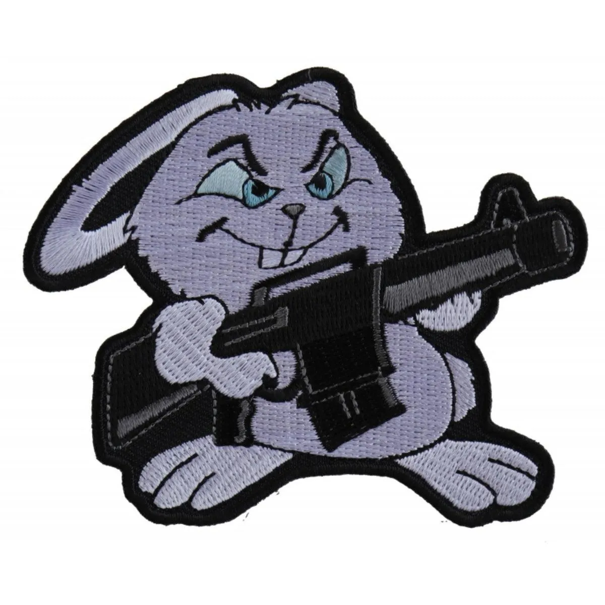 Daniel Smart Machine Gun Bunny Rabbit Novelty Embroidered Iron on Patch, 3.1 x 3.75 inches