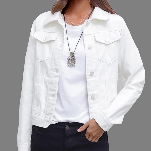 Denim Jacket For Ladies With Collar In Different Colors