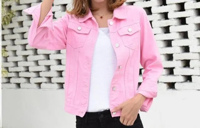 Denim Jacket For Ladies With Collar In Different Colors