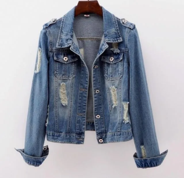 Denim Jacket Women Boyfriend Jean Coat Streetwear Vintage Outerwear