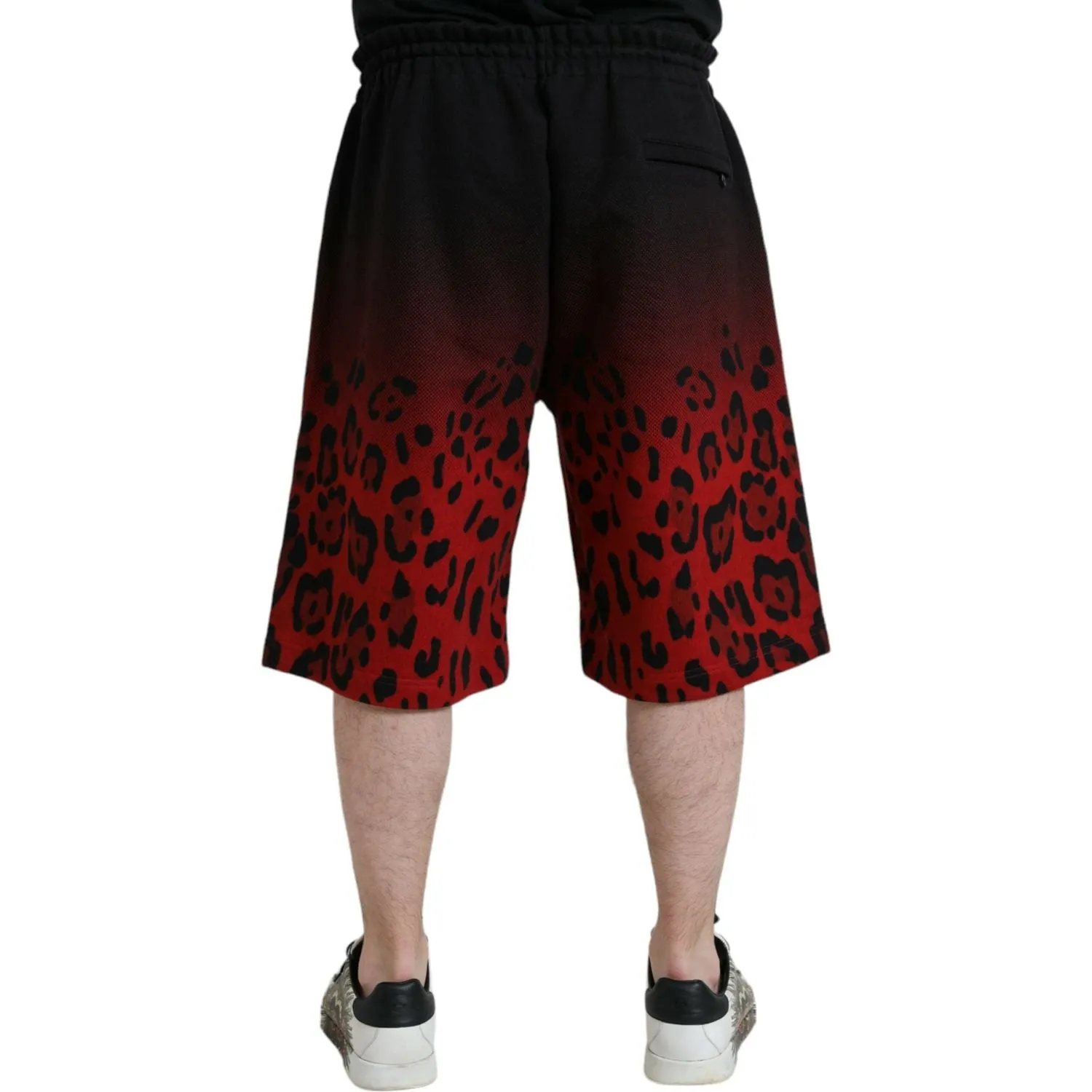 Dolce & Gabbana Red Leopard Print Cotton Bermuda Shorts