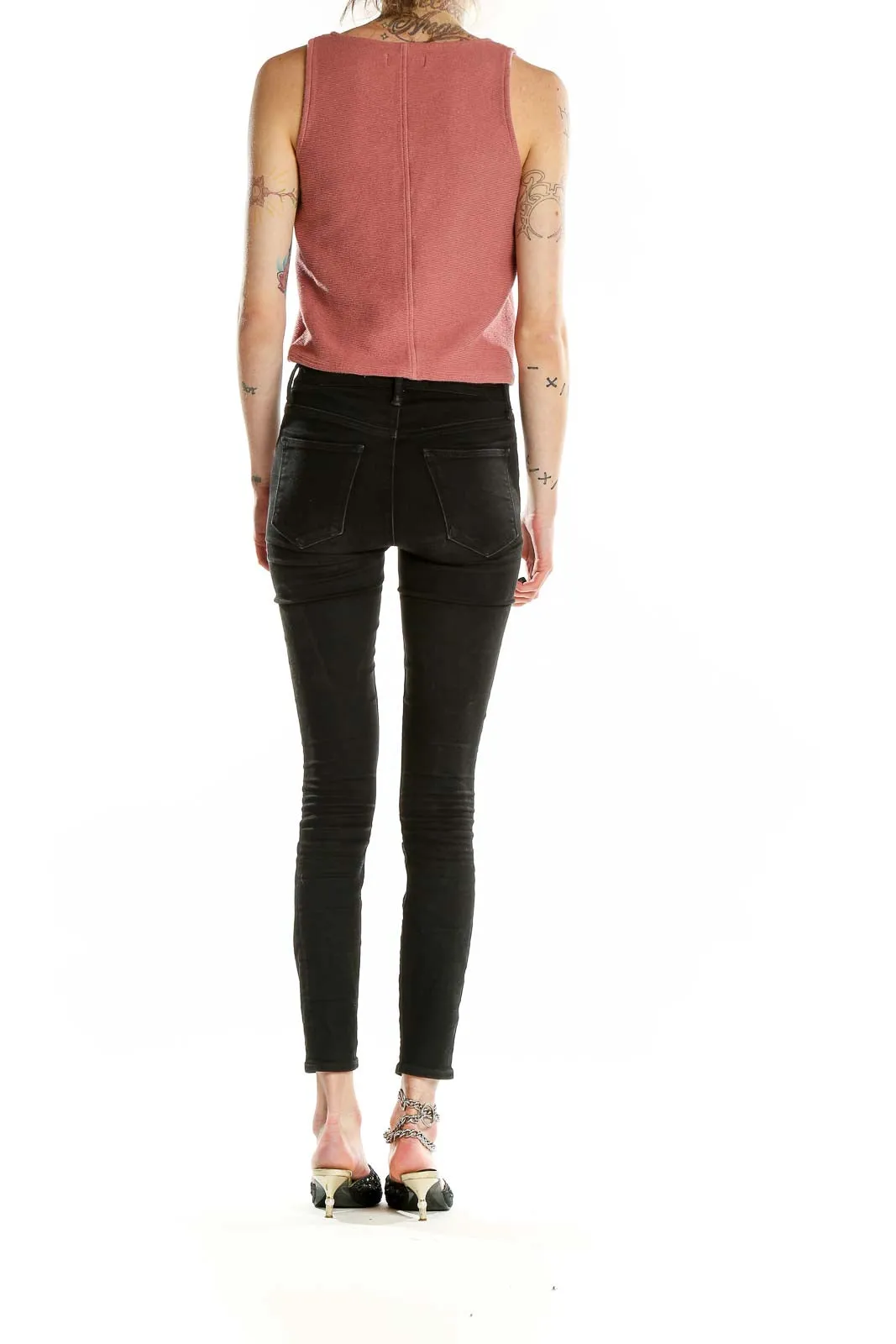 Dusty Rose Button-Front Crop Tank Top