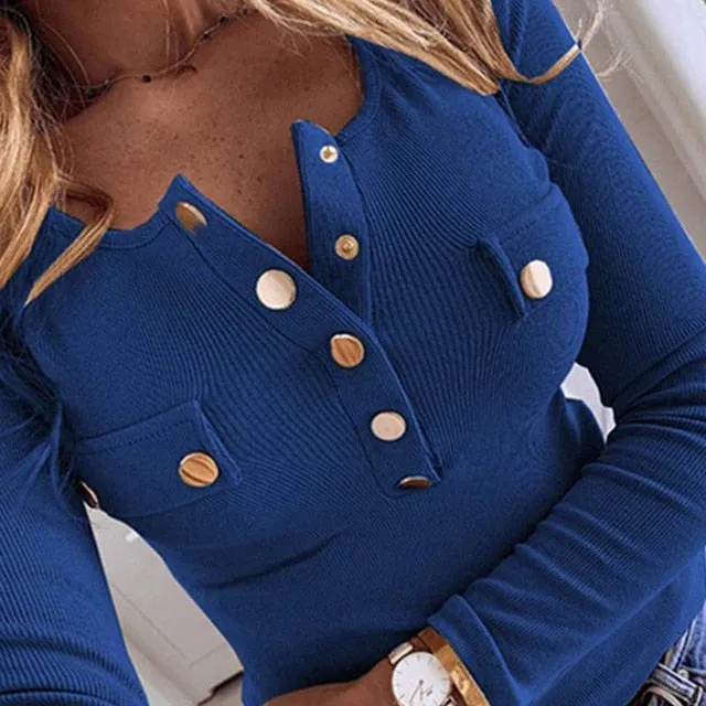 Elegant Button Pullovers tops