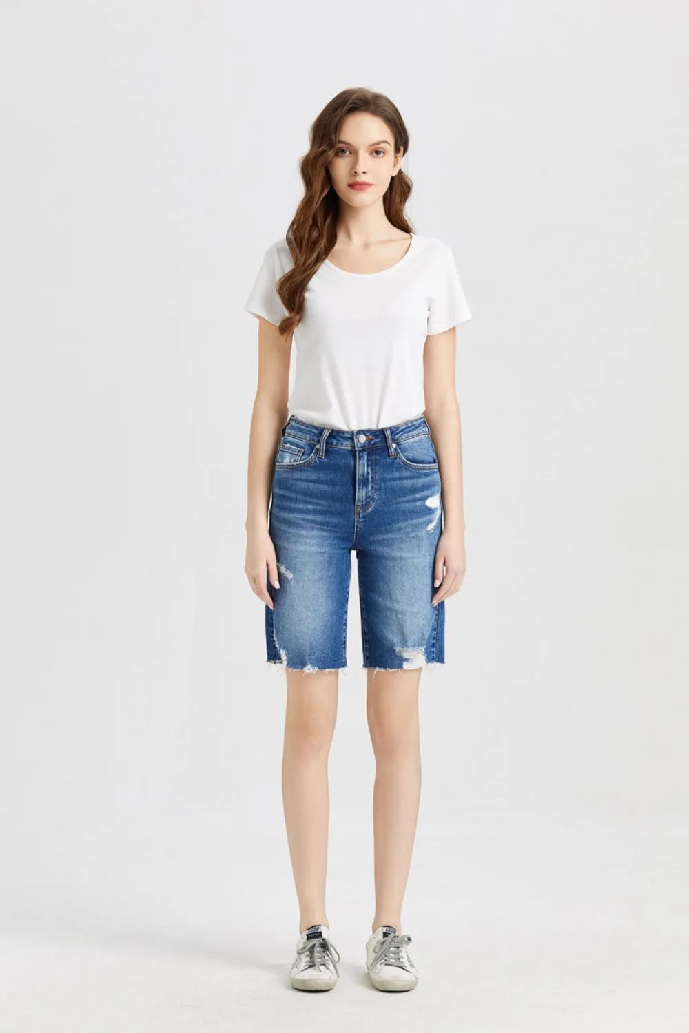 Full Size Super High Rise Denim Bermuda Shorts