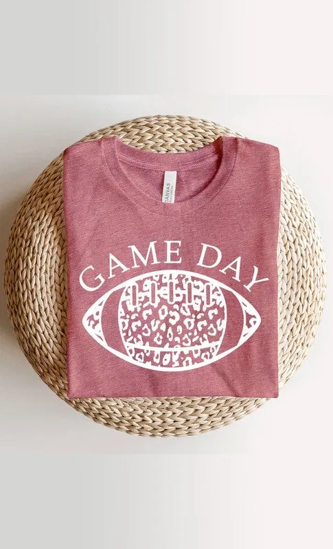 Game Day Leopard Spot White Football Graphic Tee