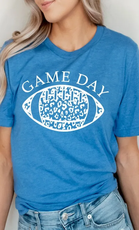 Game Day Leopard Spot White Football Graphic Tee