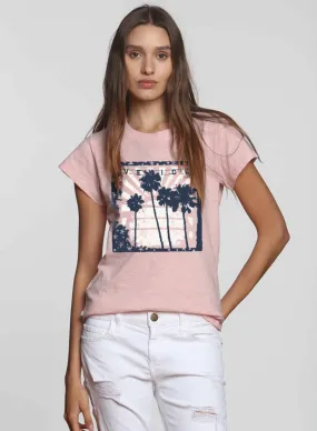 Graphic Ava Tee - Blush Venice Palms