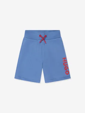 Hugo Boys Organic Cotton Logo Bermuda Shorts in Blue