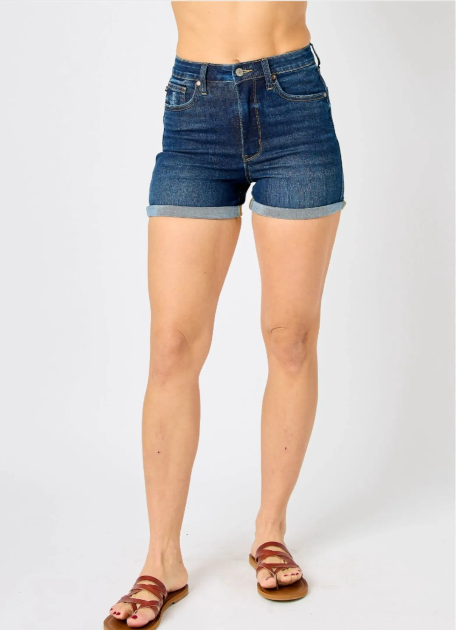 JUDY BLUE HIGH WAIST TUMMY CONTROL COOL DENIM SHORTS