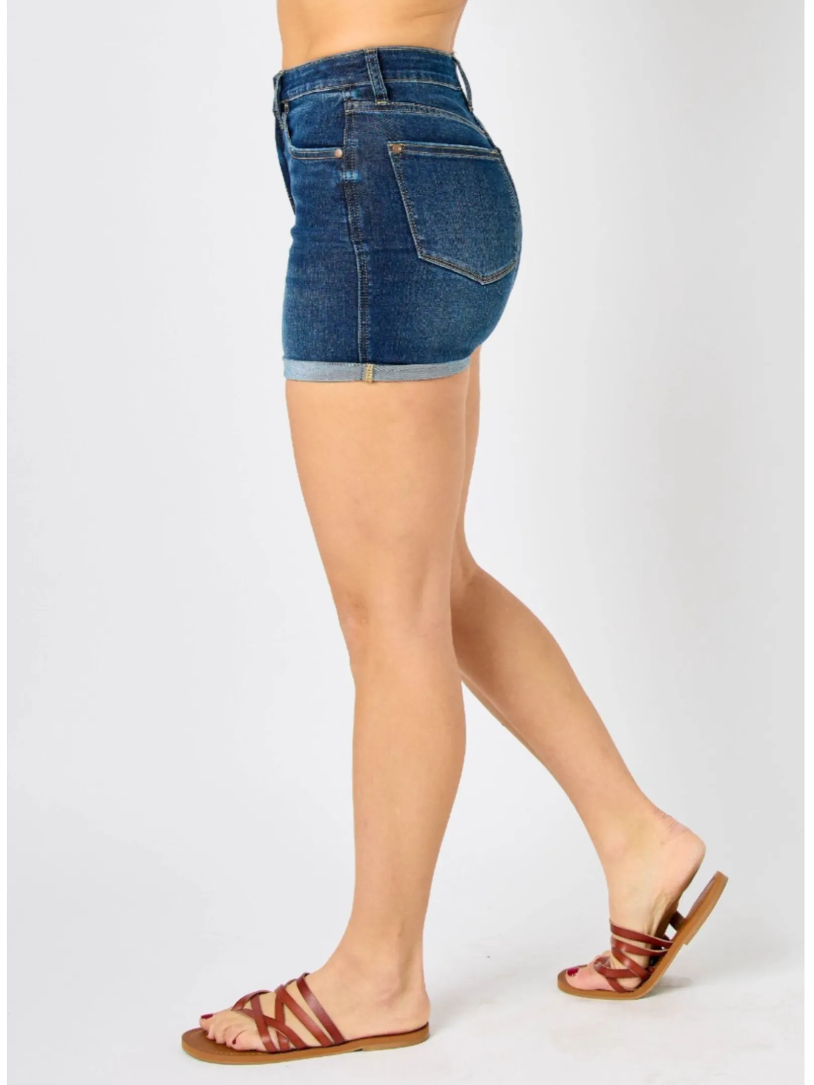 JUDY BLUE HIGH WAIST TUMMY CONTROL COOL DENIM SHORTS