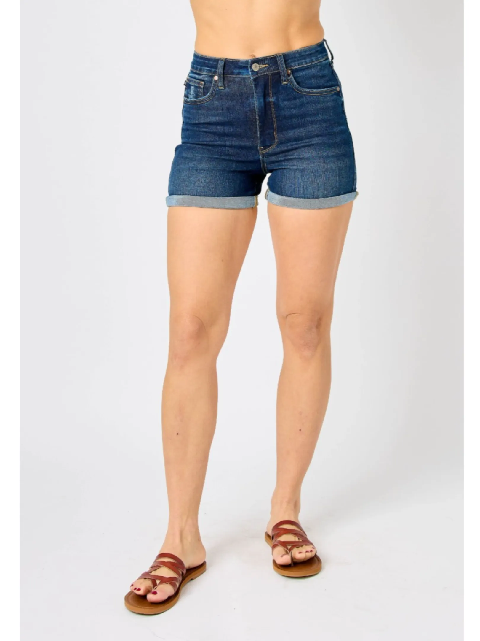 JUDY BLUE HIGH WAIST TUMMY CONTROL COOL DENIM SHORTS