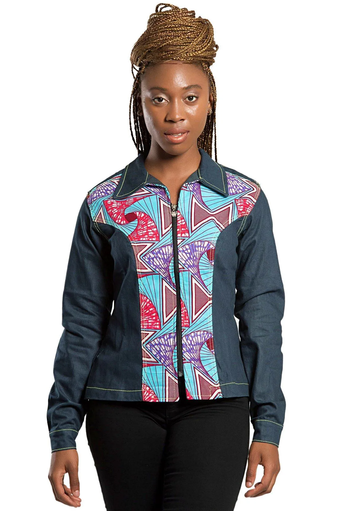 Kellan Women's African Print Denim Jackets