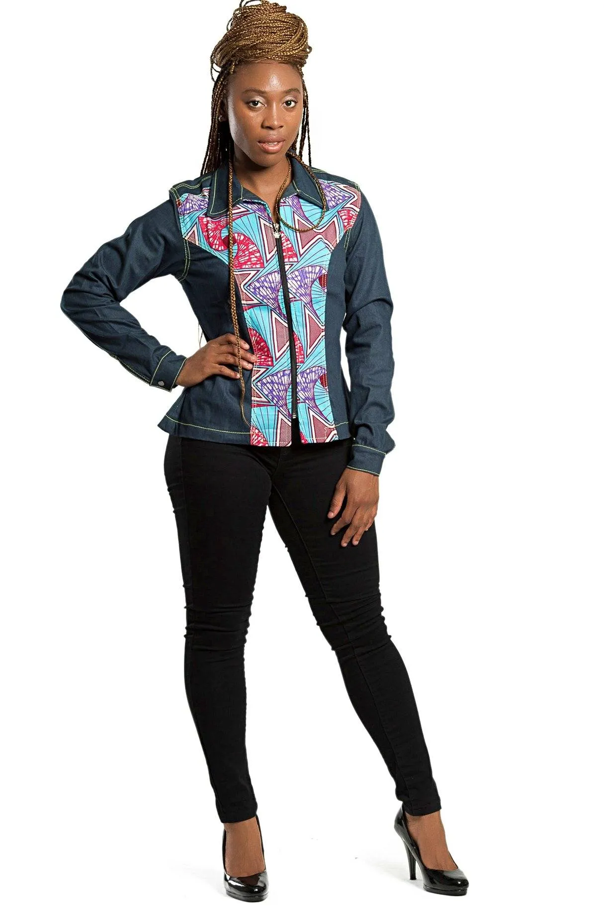 Kellan Women's African Print Denim Jackets