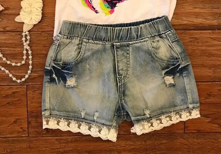 Kids Lace Denim Shorts