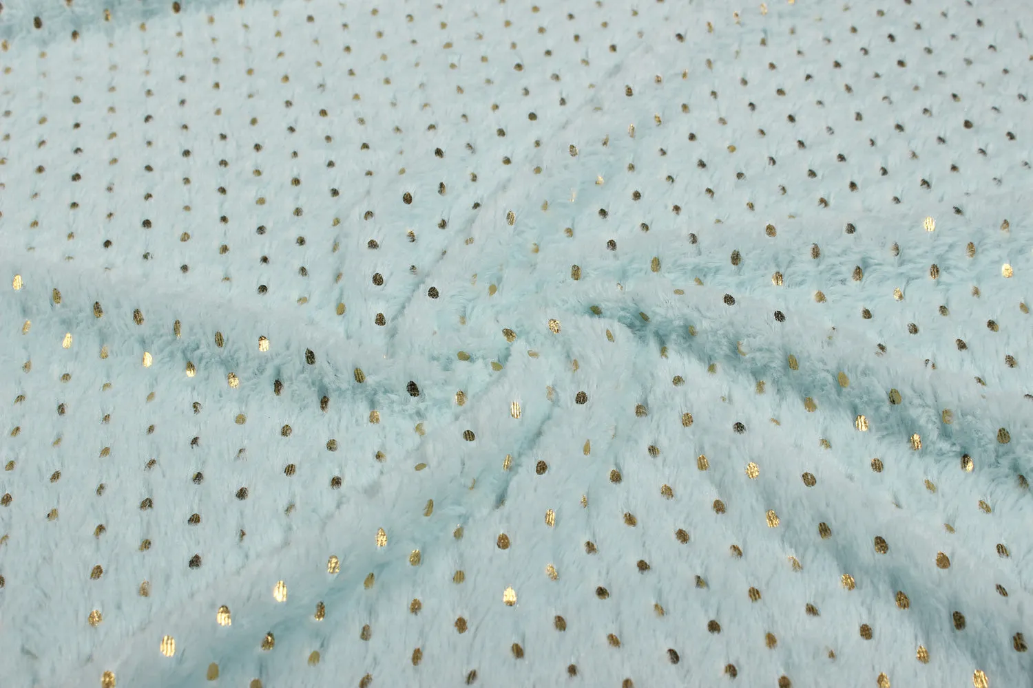 Light Blue Foil Printed Fur Fabric