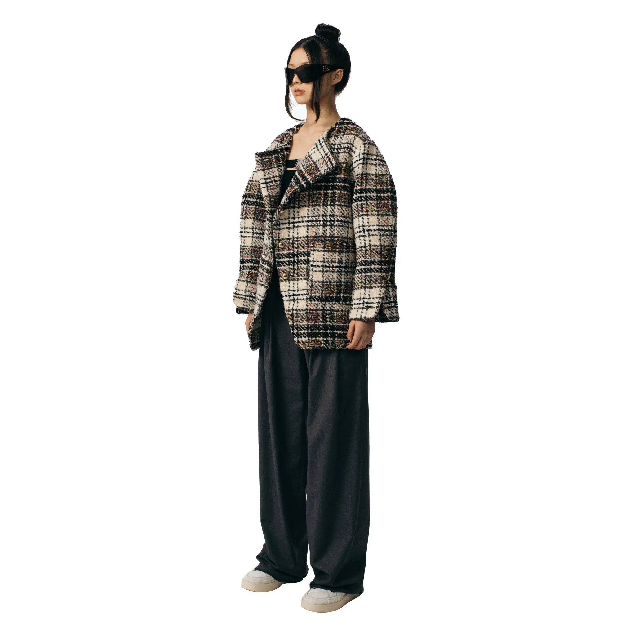 Light Brown Plaid Oversize Jacket