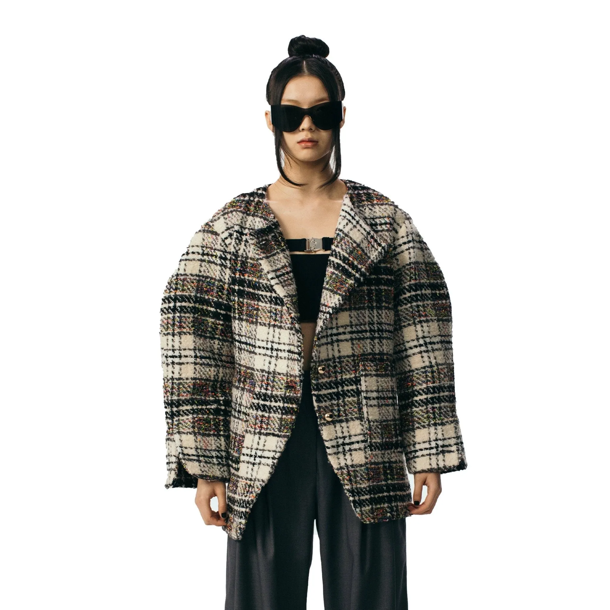 Light Brown Plaid Oversize Jacket