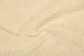 Light Cream Plain Cotton Honeycomb Jacquard Fabric