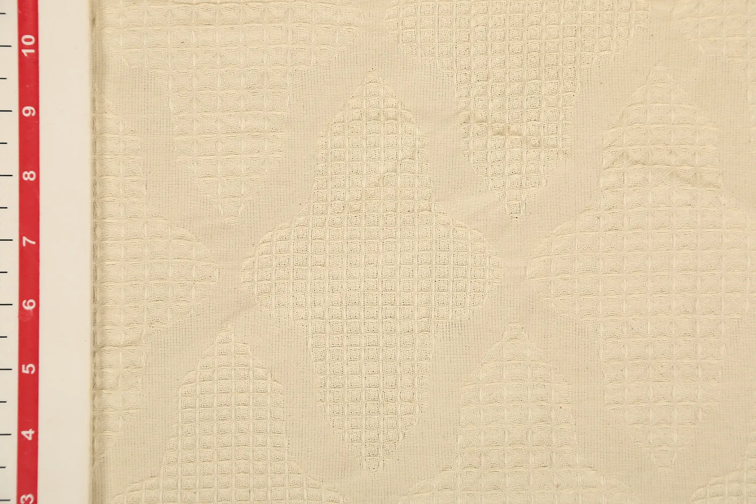 Light Cream Plain Cotton Honeycomb Jacquard Fabric