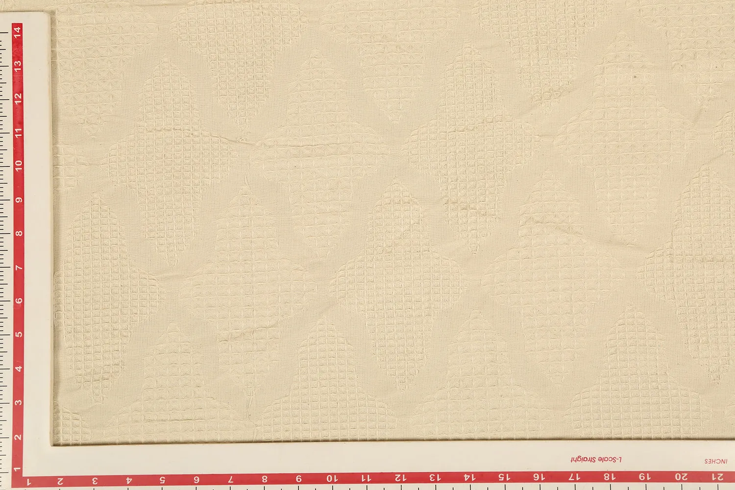 Light Cream Plain Cotton Honeycomb Jacquard Fabric