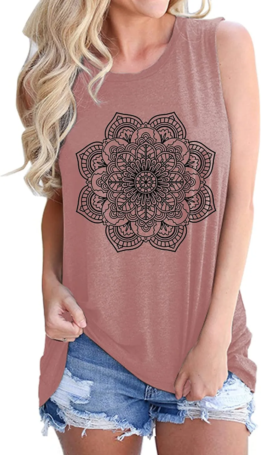 Mandala Sleeveless Shirt Bohemian Women Tank Top Shirt