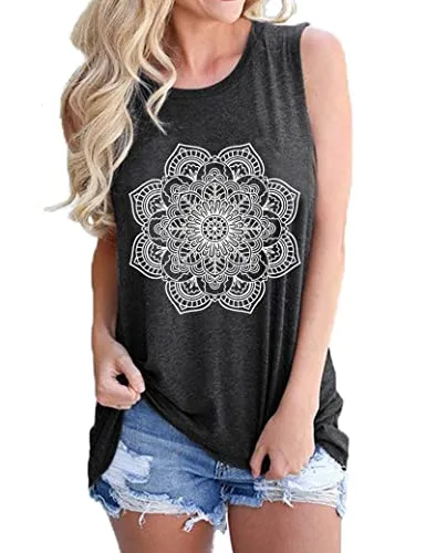 Mandala Sleeveless Shirt Bohemian Women Tank Top Shirt