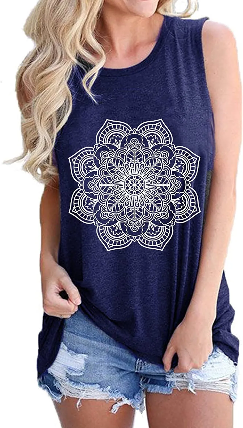 Mandala Sleeveless Shirt Bohemian Women Tank Top Shirt