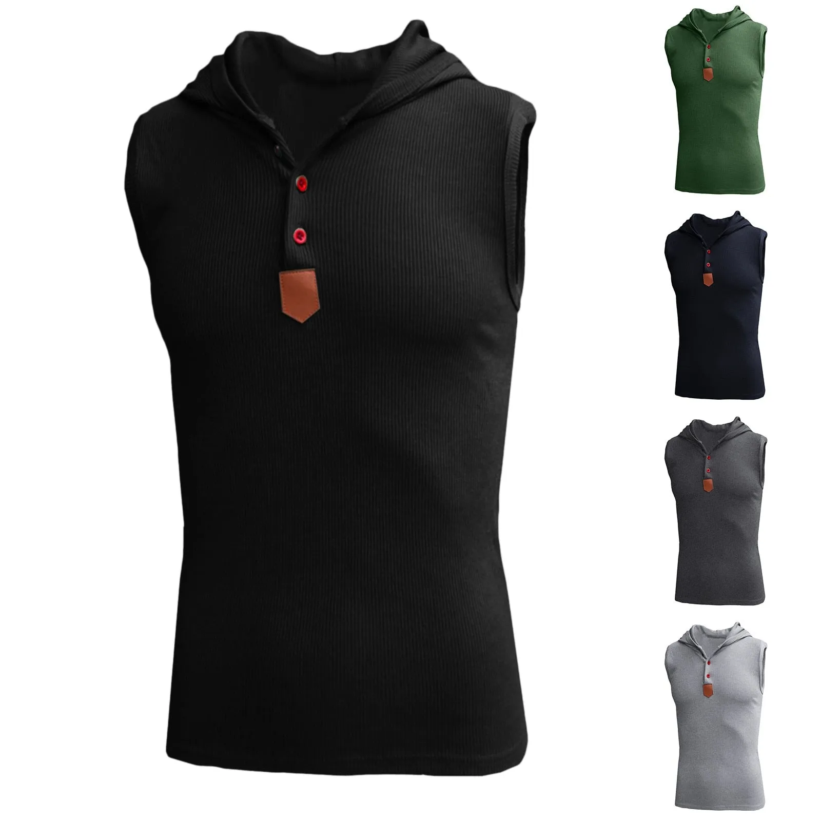  Men's Breathable Sleeveless Hoodie Elastic Fit Fitness Sports Sportswear Bodybuilding Sweatshirt Mens Tops