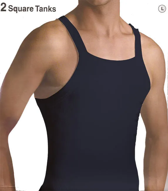 Mens Fashion Square Cut Tank Tops 2 Pack