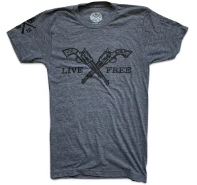 Men's Live Free Crossed Pistols (Heather Gray)