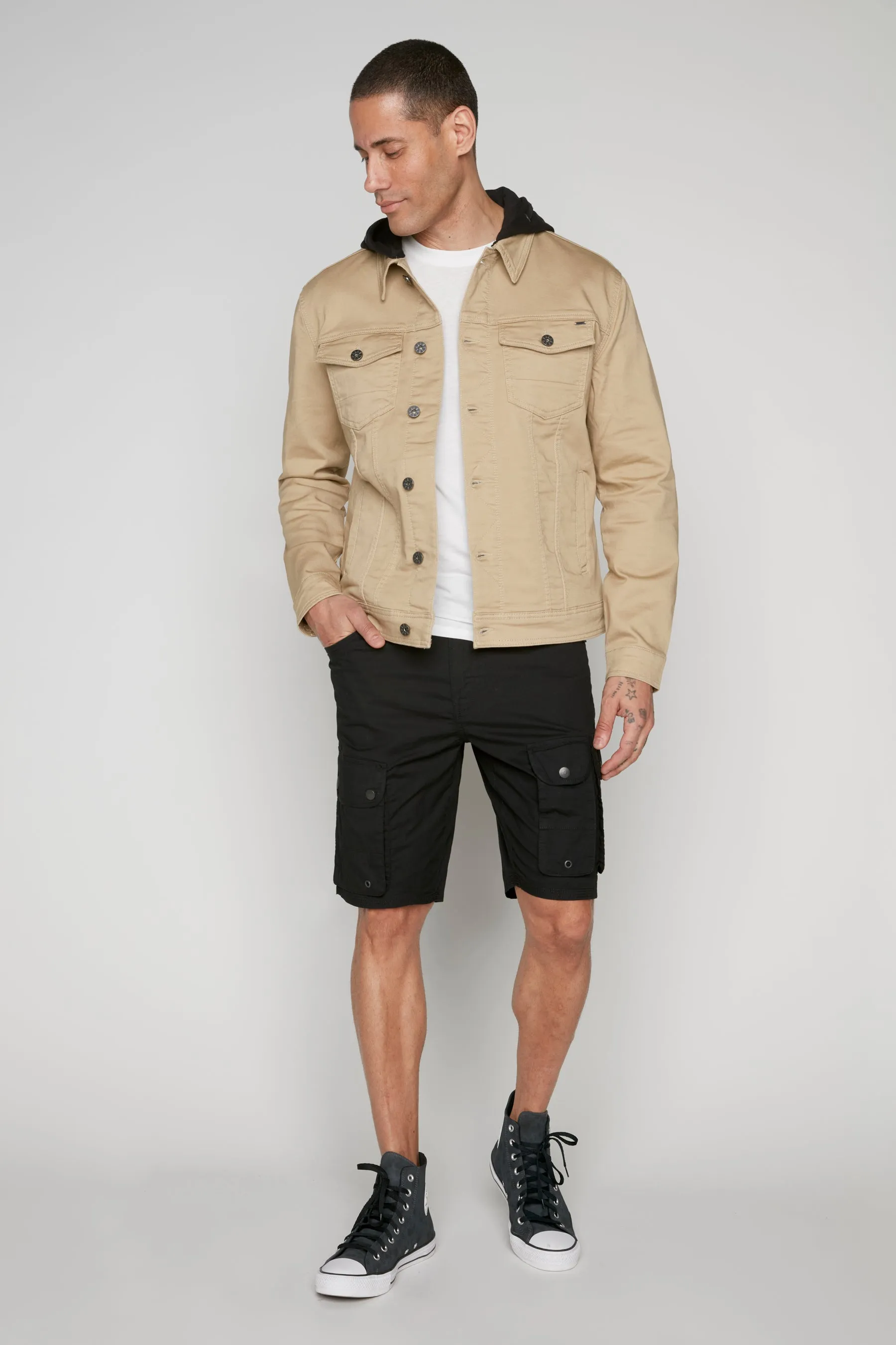 Men's Snap Cargo Poplin Short - Black