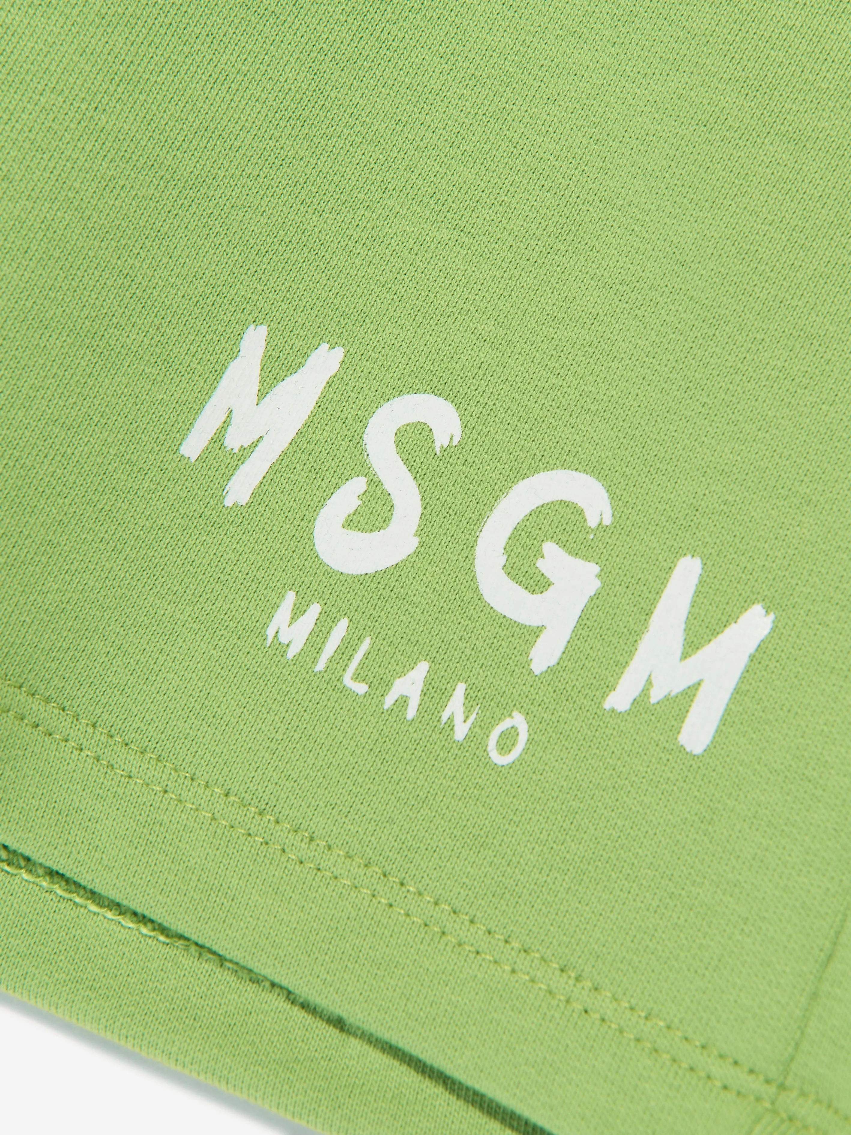 MSGM Kids Fleece Bermuda Shorts in Green