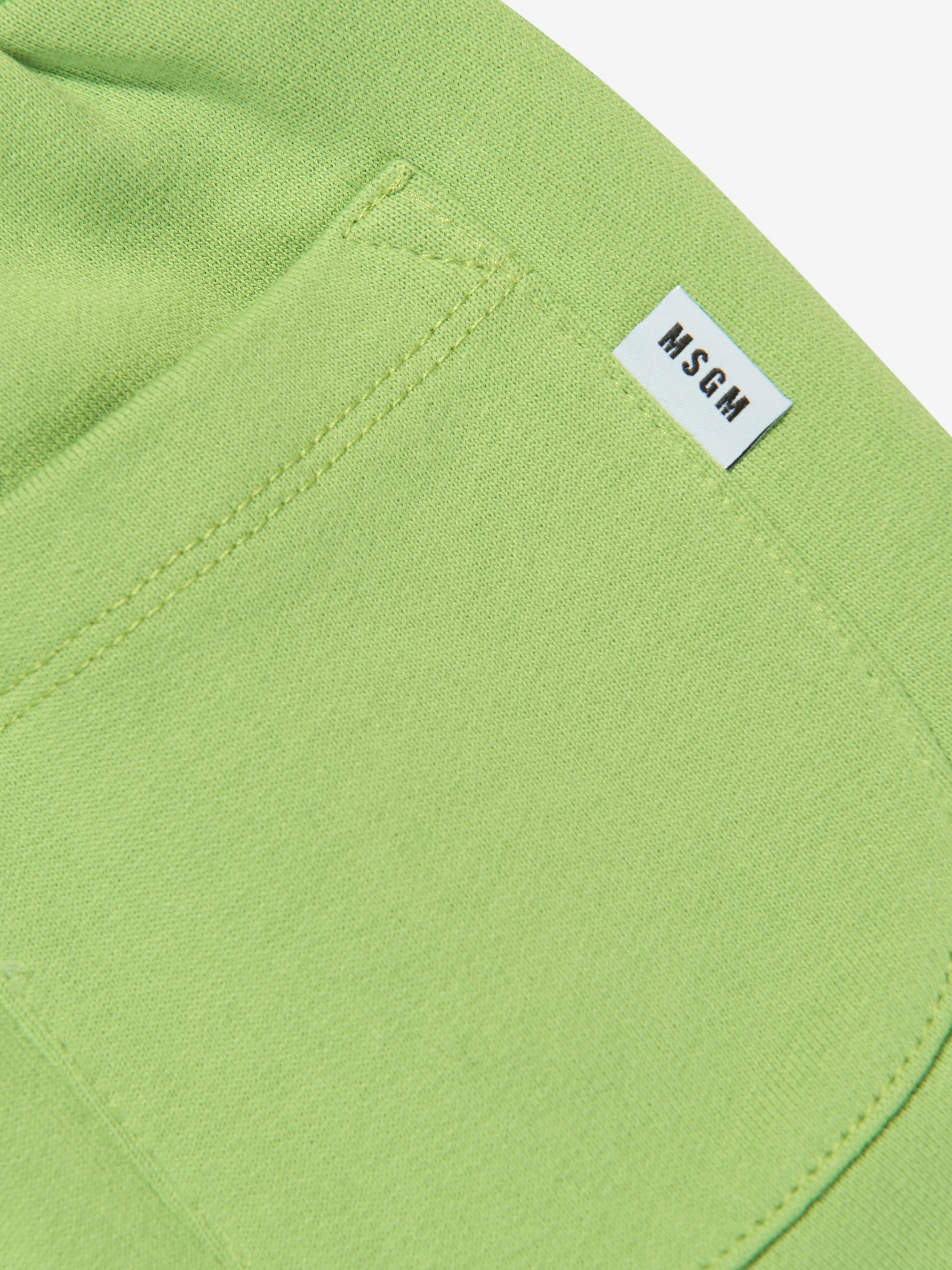 MSGM Kids Fleece Bermuda Shorts in Green