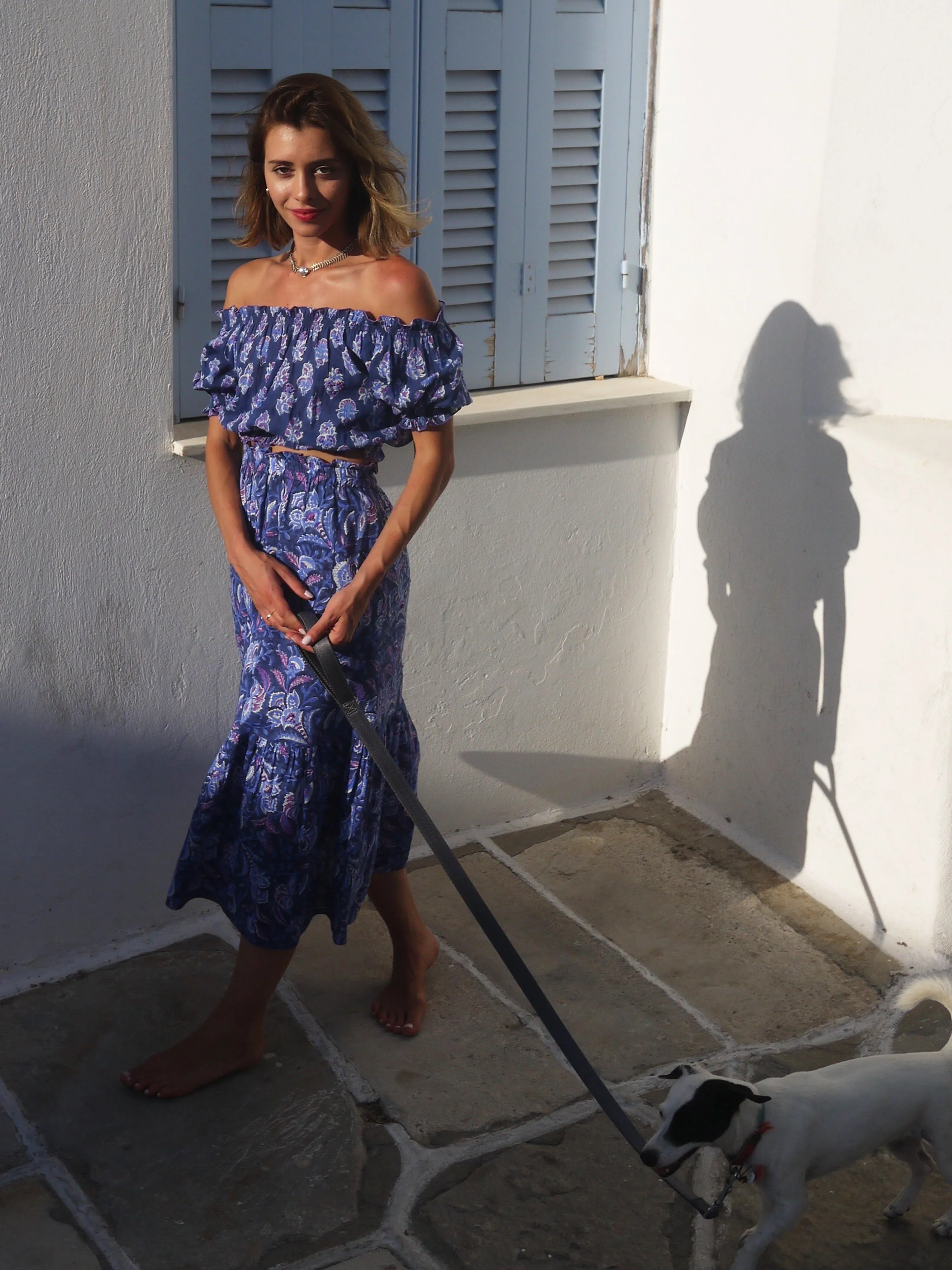 Naousa Skirt with Hand Embroidery - Provencal Navy and Purple