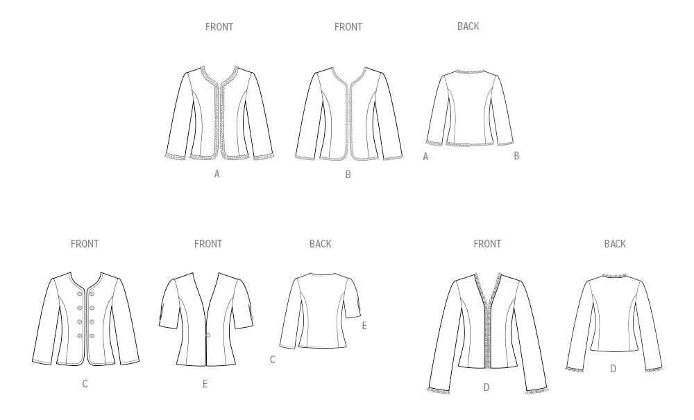 New Look sewing pattern 6789 Misses' Jackets