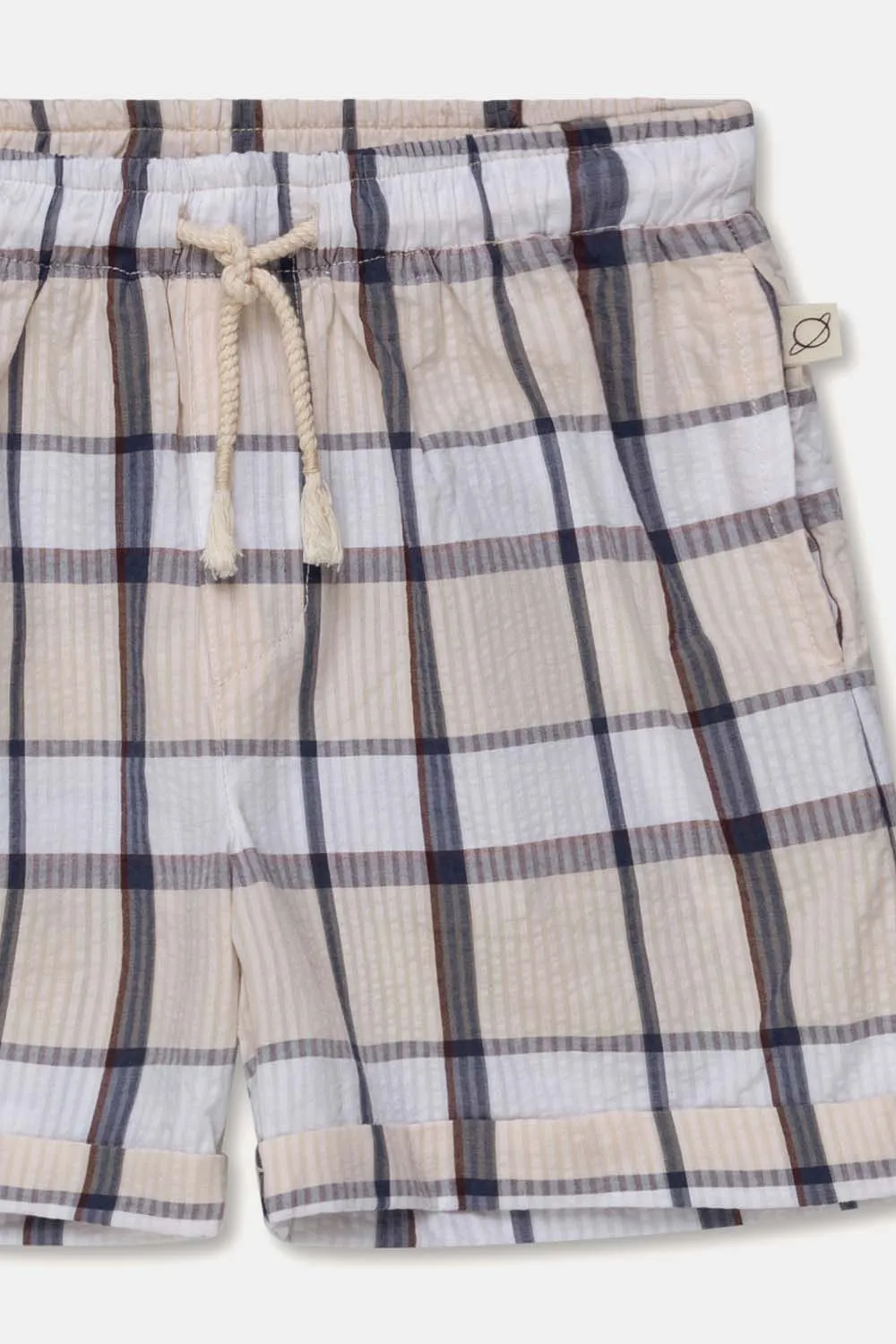 PLAID SEERSUCKER BERMUDA SHORTS