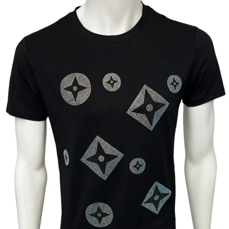 Premium Clothing Men's Black Graphic Tees Silver Stones