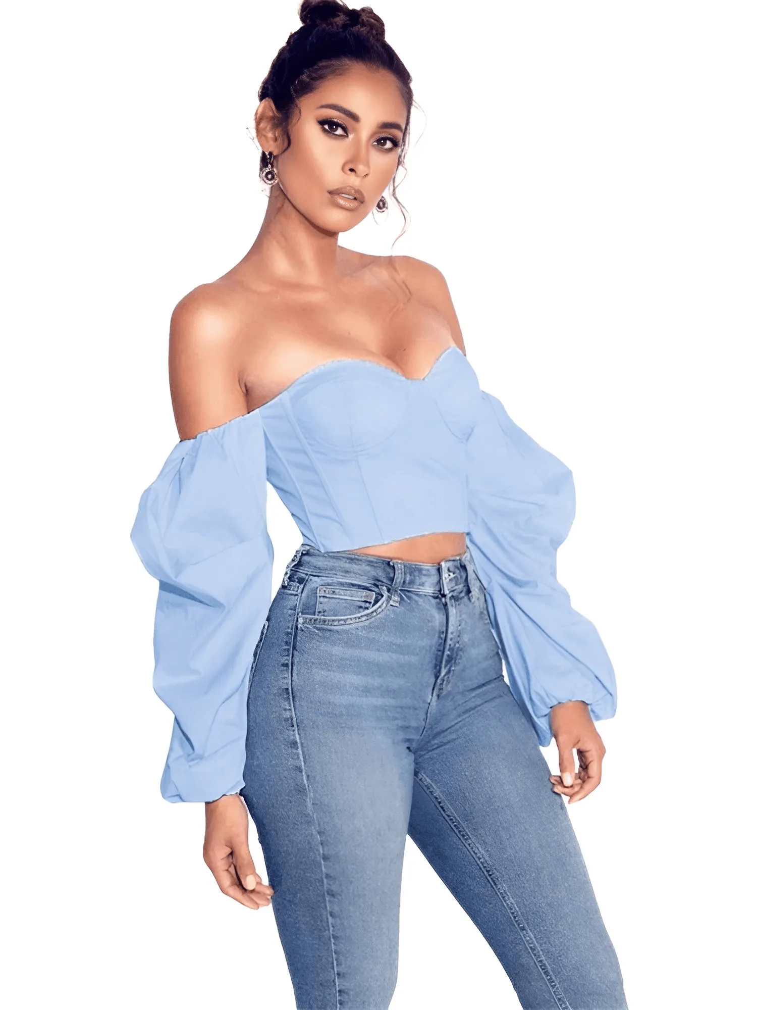 Puff Sleeve Women's Sexy Off Shoulder Crop Top