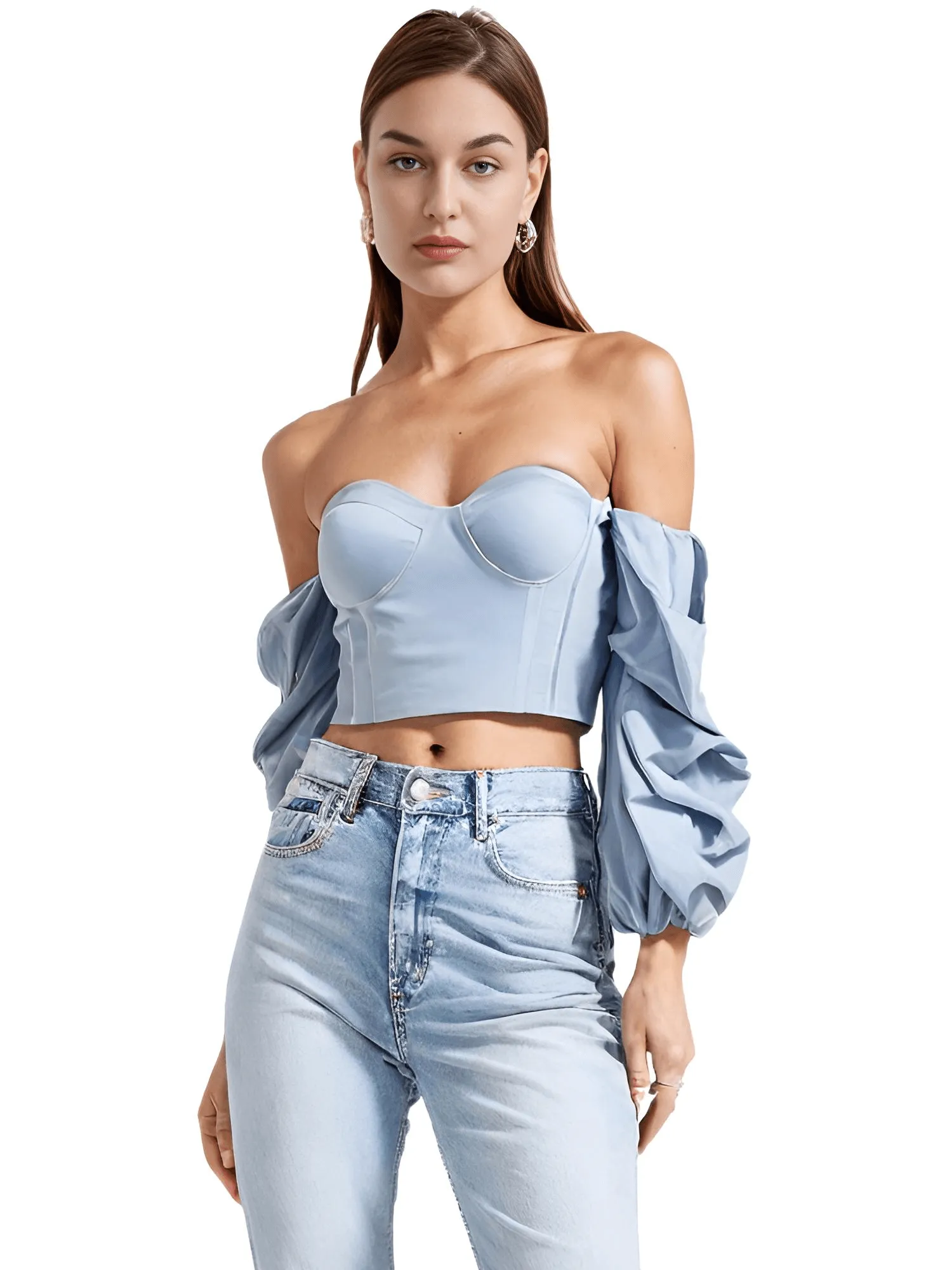 Puff Sleeve Women's Sexy Off Shoulder Crop Top